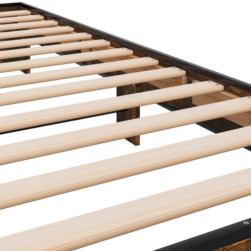 Sengeramme røkt eik 100x200 cm konstruert tre og metall