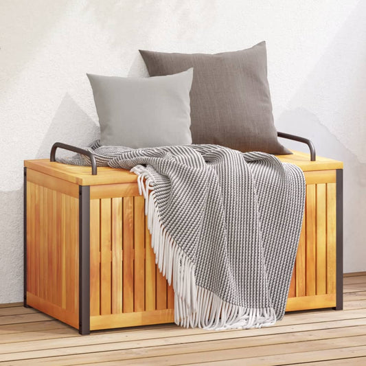 Pillow box 85x45x45/53 cm solid acacia wood and steel