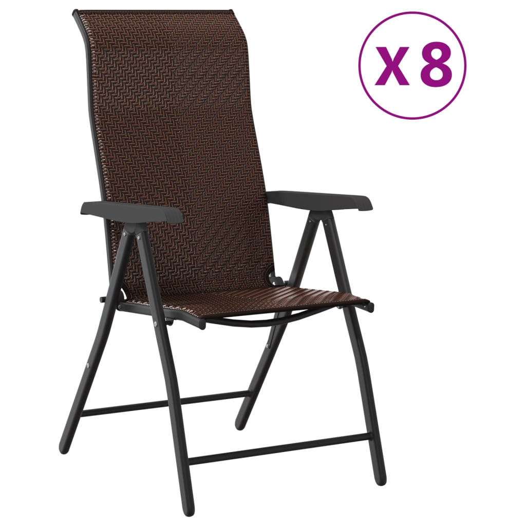 Sammenleggbare hagestoler 8 stk brun polyrotting