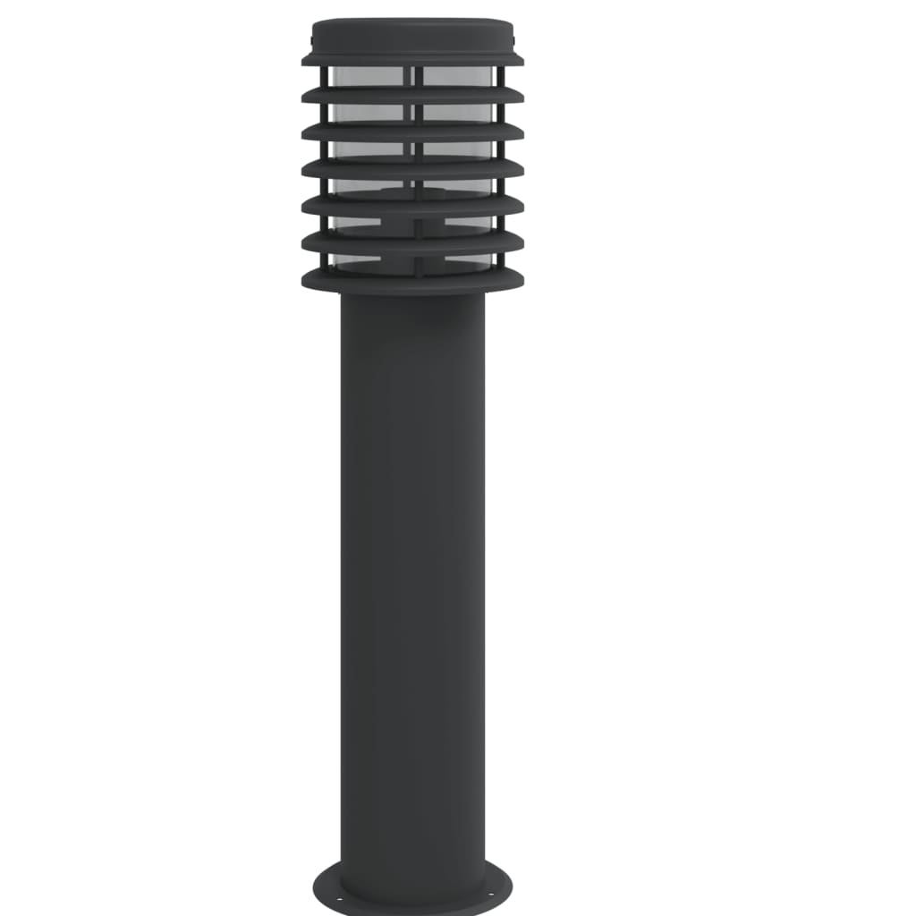 Utendørs gulvlamper med uttak 3 stk svart 60 cm rustfritt stål