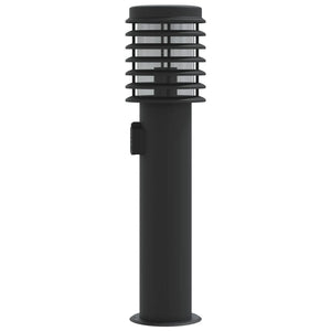 Utendørs gulvlamper med uttak 3 stk svart 60 cm rustfritt stål