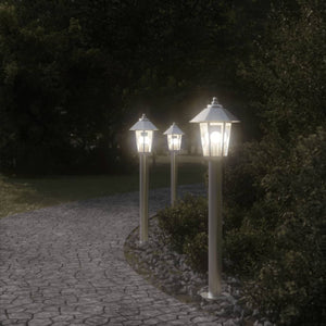 Utendørs gulvlamper 3 stk sølv 80 cm rustfritt stål