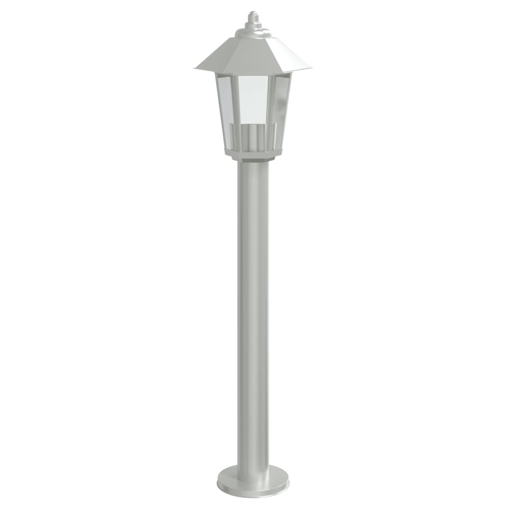 Utendørs gulvlamper 3 stk sølv 80 cm rustfritt stål