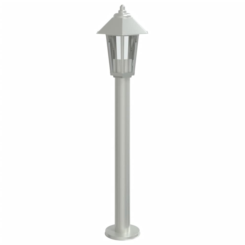 Utendørs gulvlamper 3 stk sølv 80 cm rustfritt stål