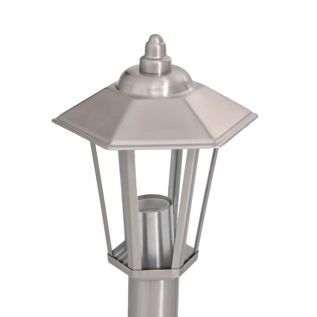 Utendørs gulvlamper 3 stk sølv 80 cm rustfritt stål