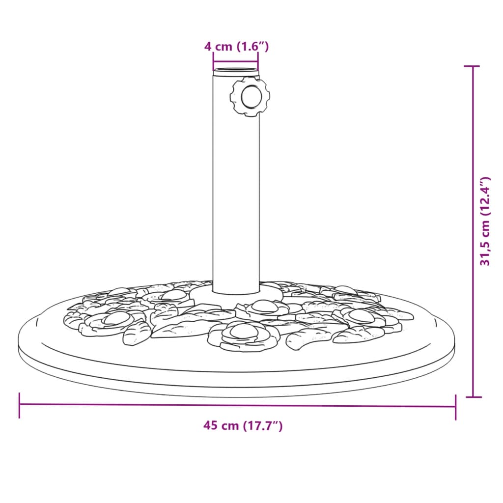 Parasol base for Ø38 / 48 mm poles 12 kg round