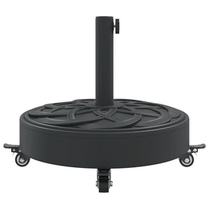 Parasollfot med hjul for Ø38 / 48 mm stenger 27 kg rund