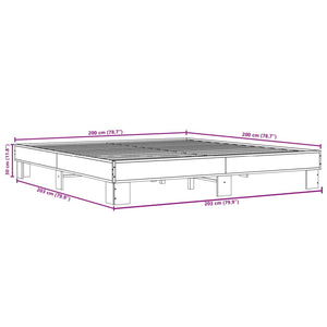 Sengeramme brun eik 200x200 cm konstruert tre og metall