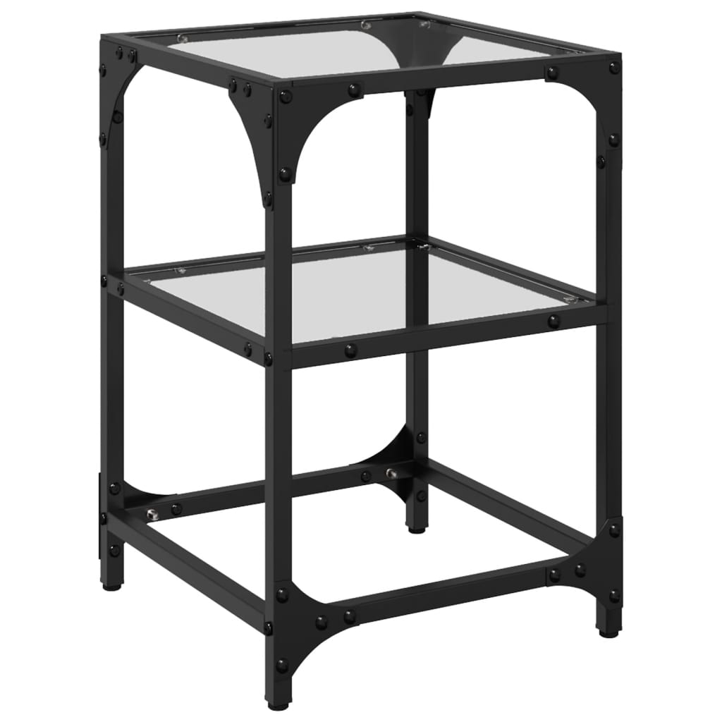 Stablebord med gjennomsiktig glassplate 30x30x45 cm stål