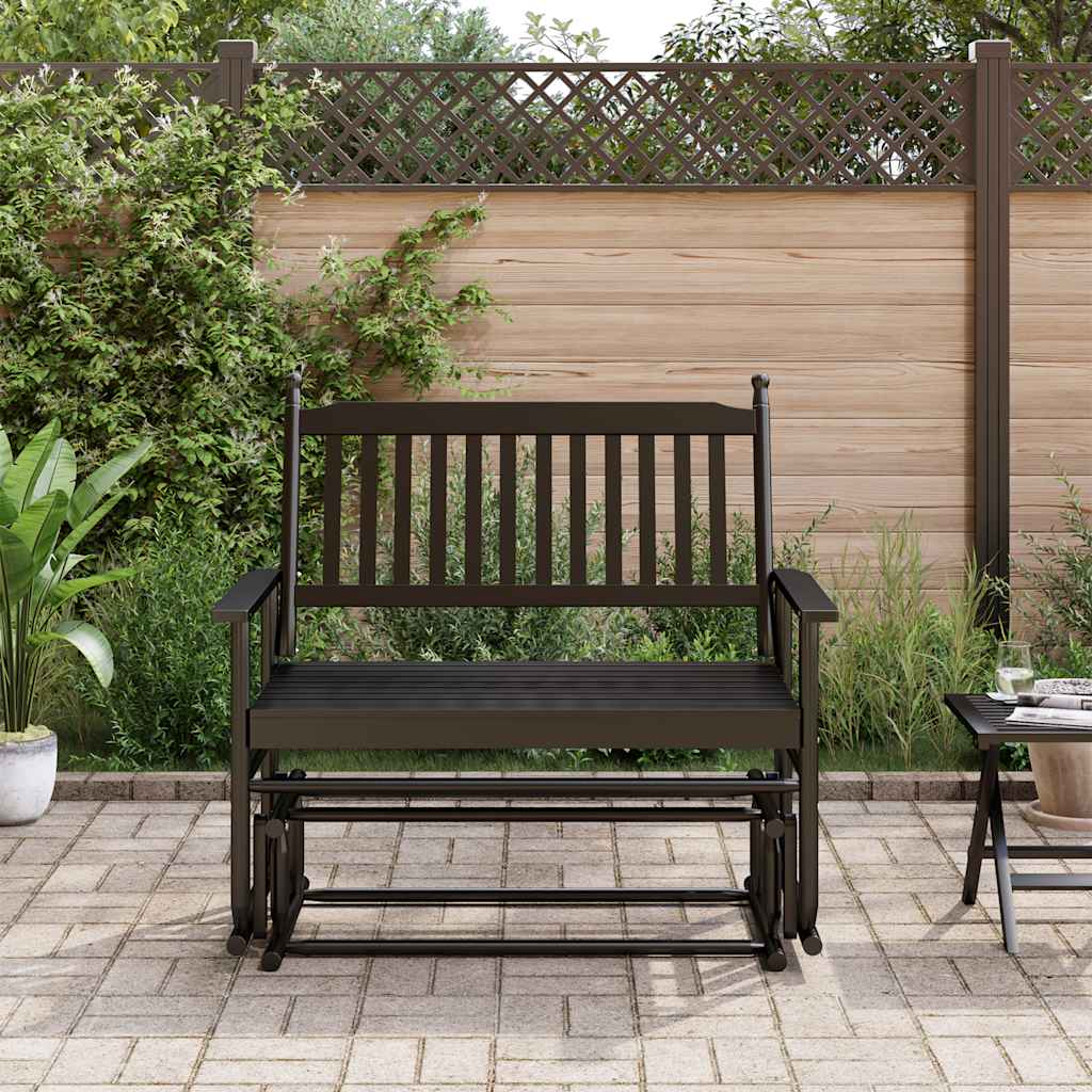 Gyngebenk svart 118x70x104,5 cm heltre poppel