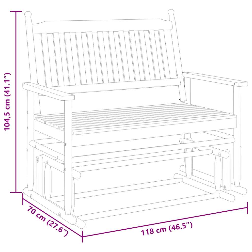 Gyngebenk svart 118x70x104,5 cm heltre poppel