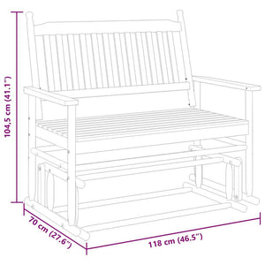 Gyngebenk svart 118x70x104,5 cm heltre poppel