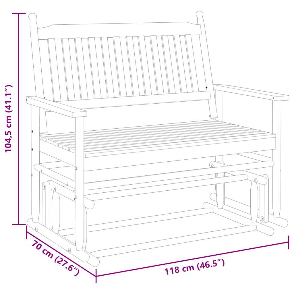 Gyngebenk hvit 118x70x104,5 cm heltre poppel