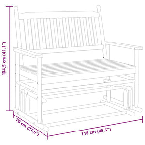 Gyngebenk hvit 118x70x104,5 cm heltre poppel