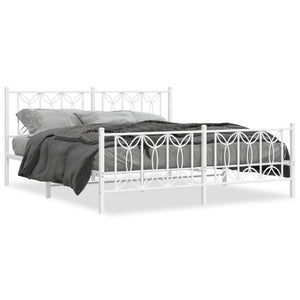Sengeramme i metall med hode- og fotgavl hvit 180x200 cm