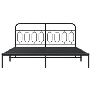 Sengeramme i metall med hodegavl svart 160x200 cm