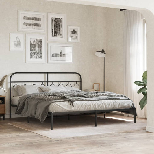 Sengeramme i metall med hodegavl svart 160x200 cm