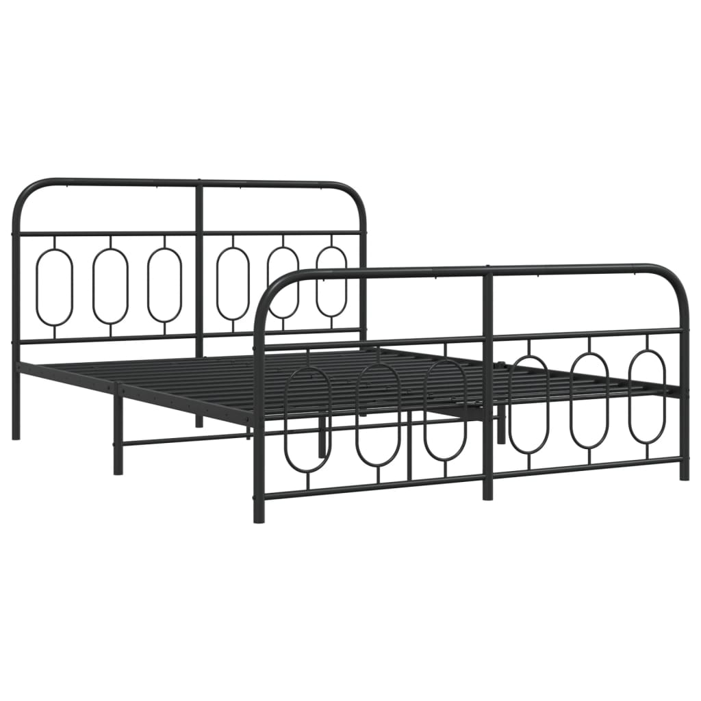 Sengeramme i metall med hode- og fotgavl svart 150x200 cm
