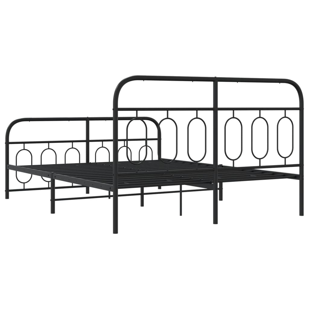 Sengeramme i metall med hode- og fotgavl svart 150x200 cm