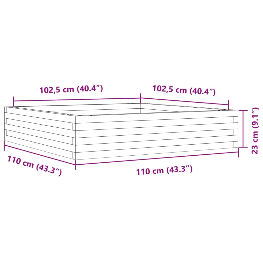 Plantekasse 110x110x23 cm impregnert furu