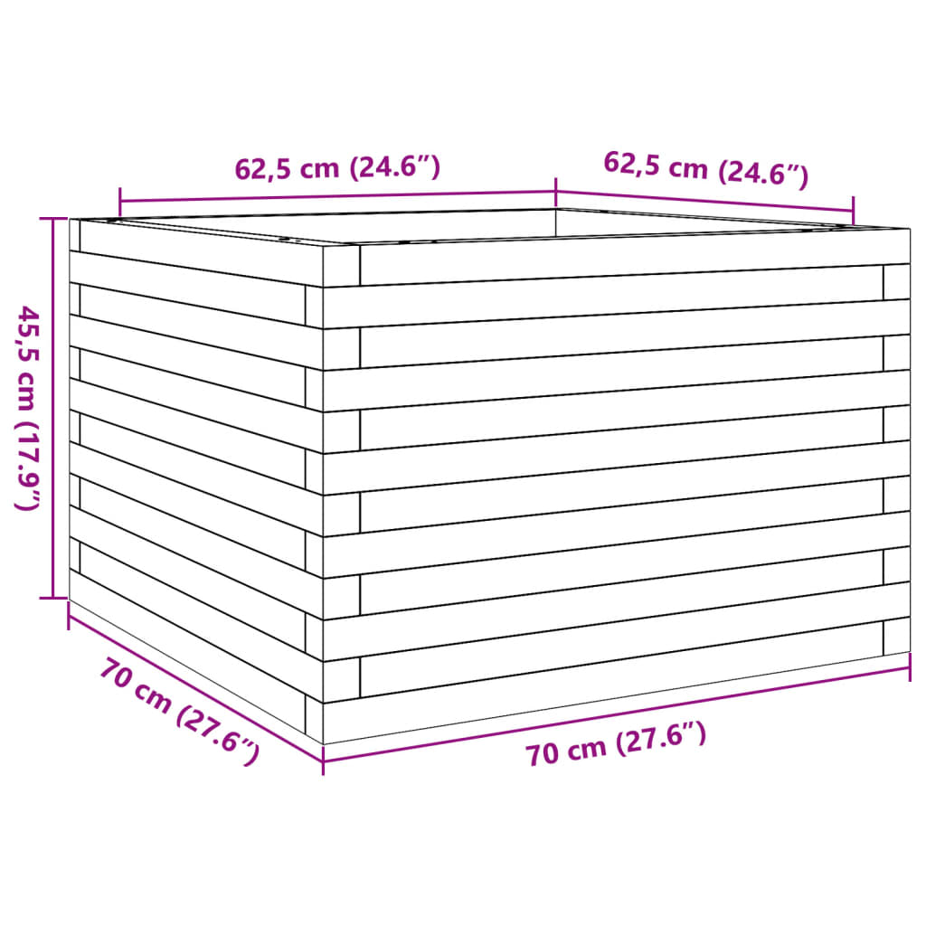 Plantekasse 70x70x45,5 cm impregnert furu