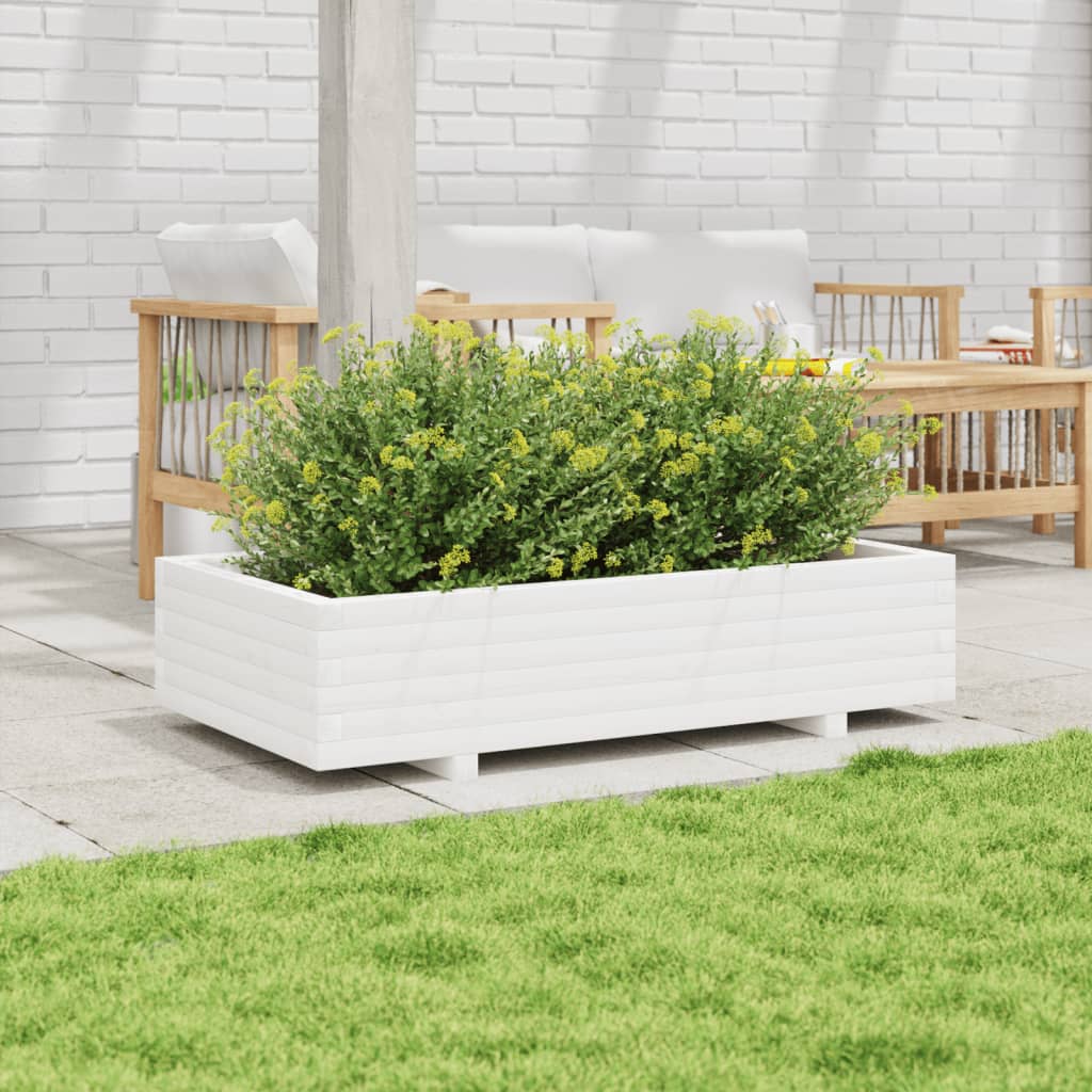 Plantekasse hvit 110x60x26,5 cm heltre furu