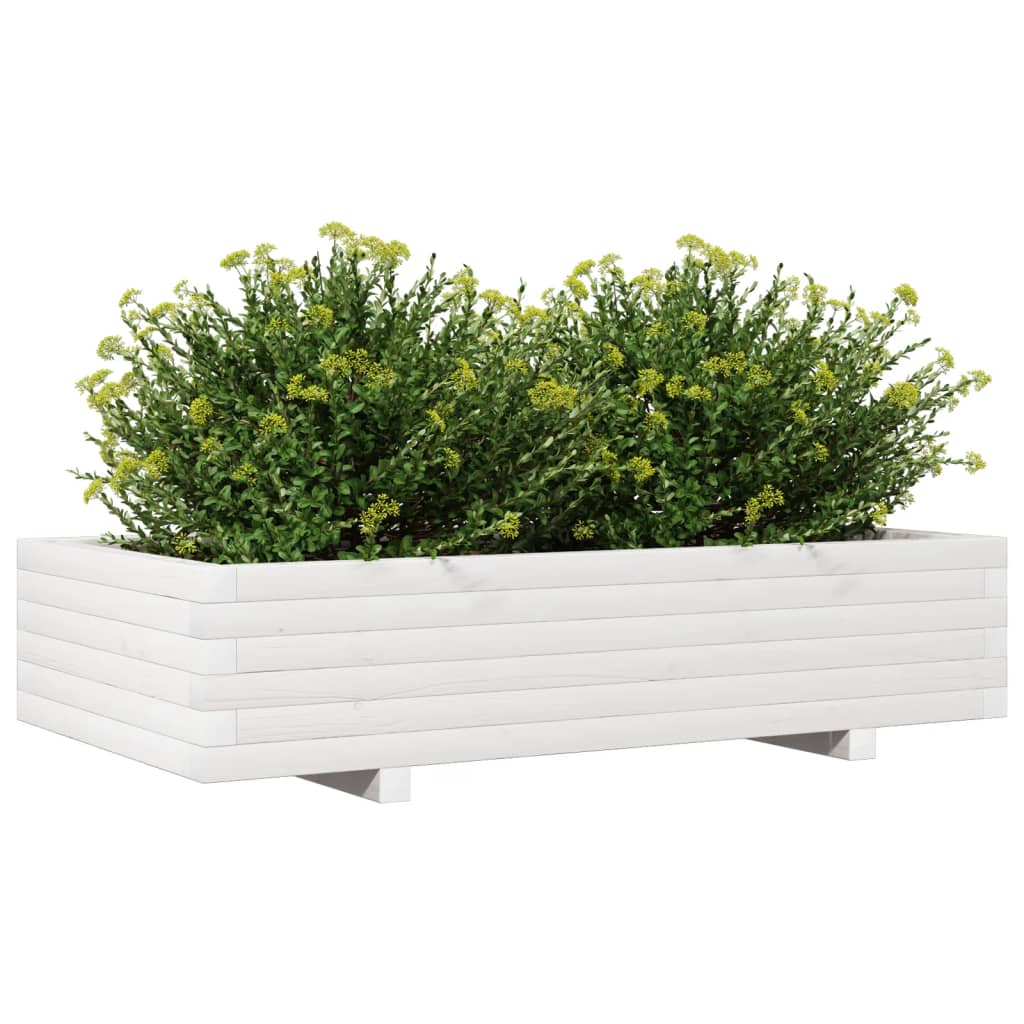 Plantekasse hvit 110x60x26,5 cm heltre furu