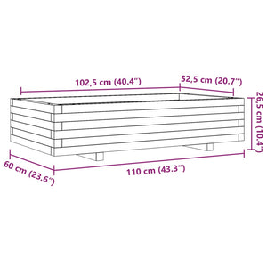 Plantekasse hvit 110x60x26,5 cm heltre furu