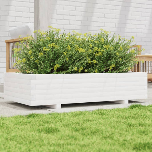 Plantekasse hvit 110x60x26,5 cm heltre furu
