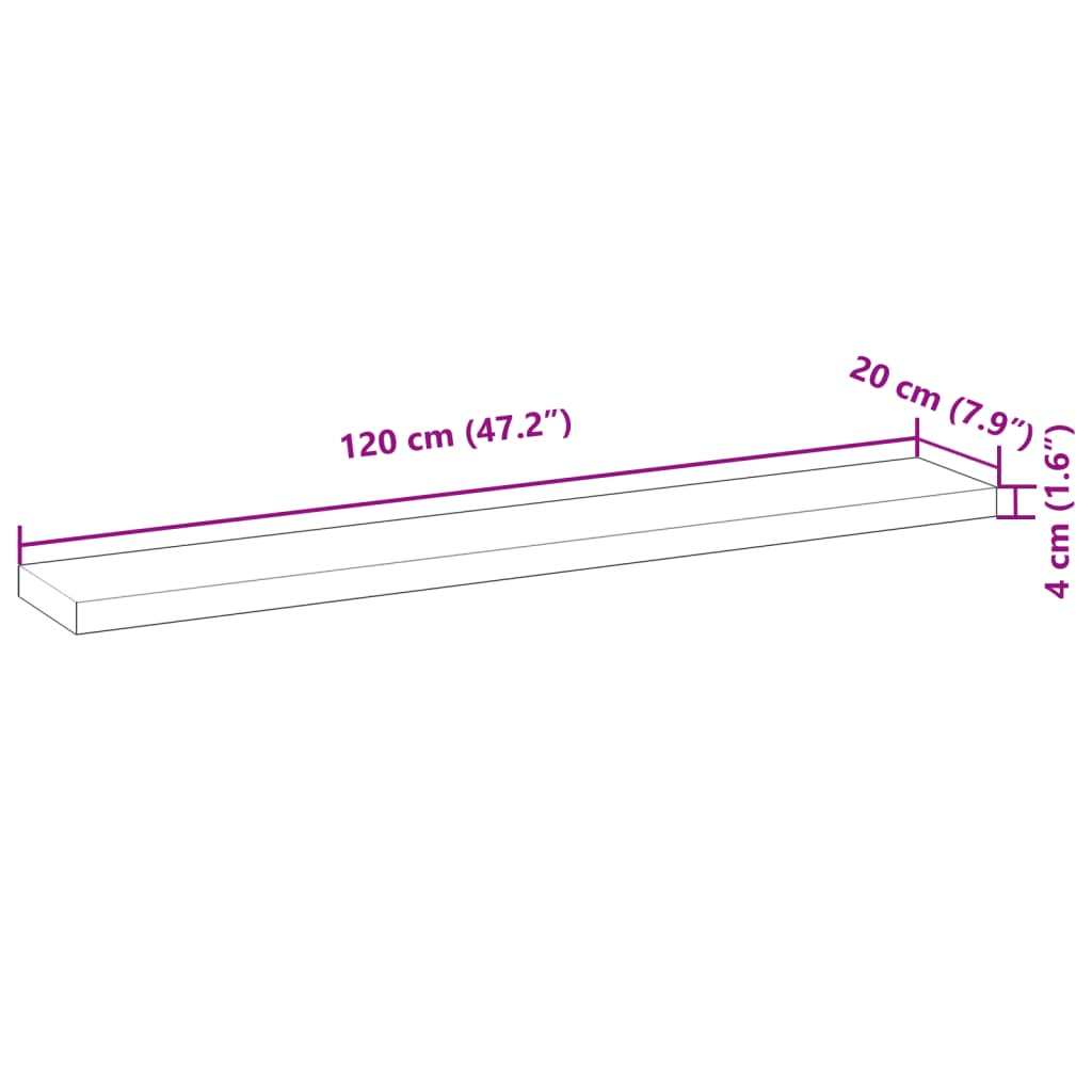 Bordplate 120x20x4 cm rektangulær heltre akasie