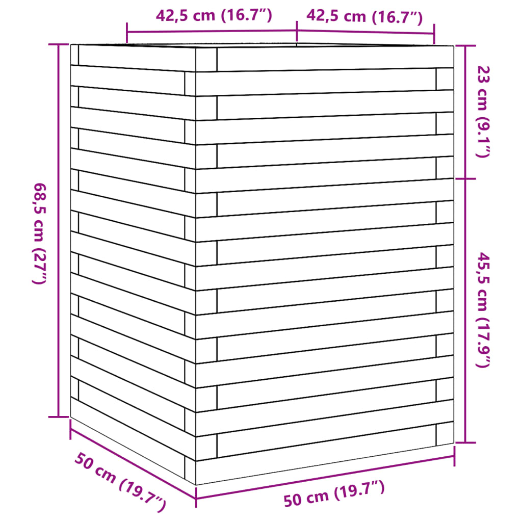 Plantekasse 50x50x68,5 cm heltre douglasgran