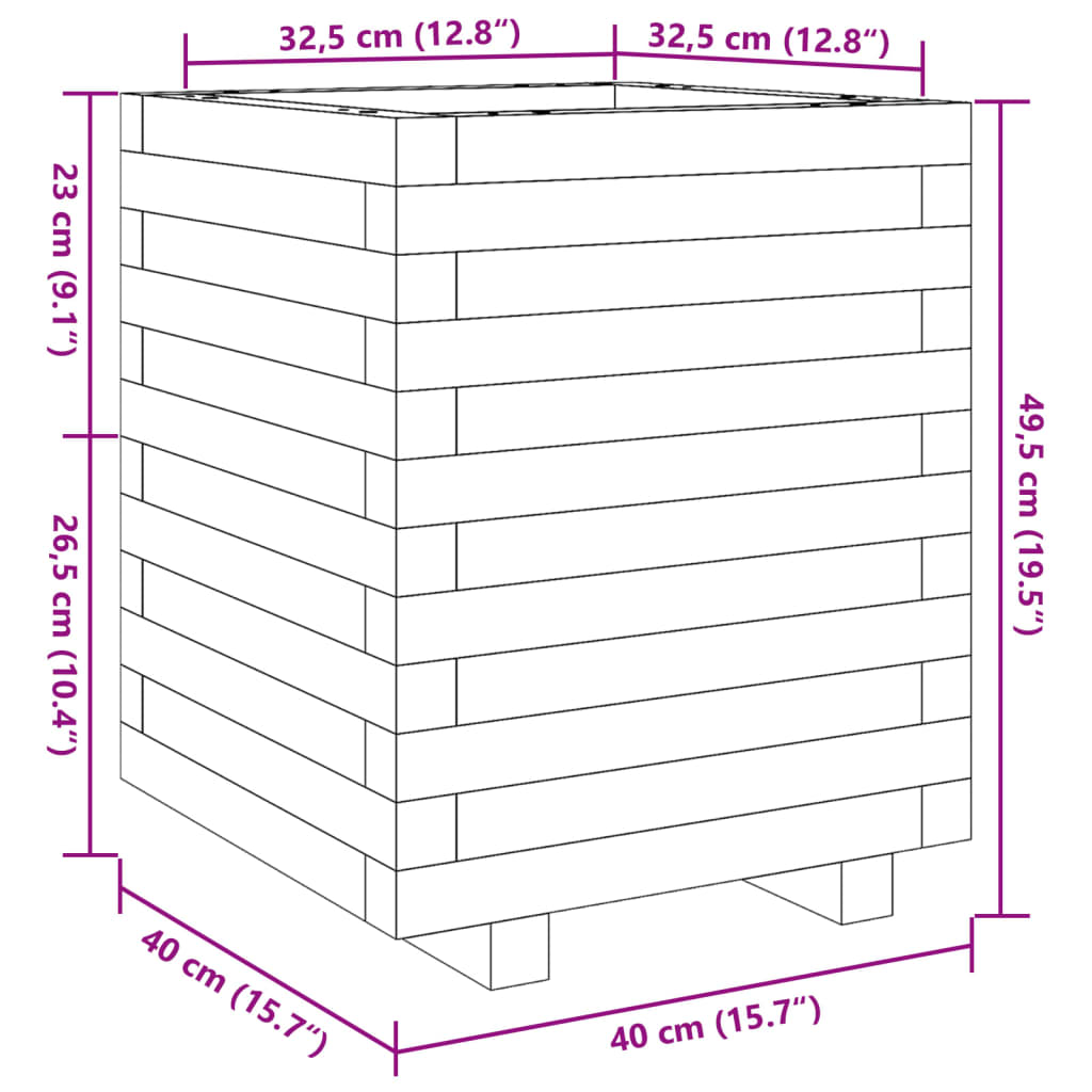 Plantekasse 40x40x49,5 cm heltre douglasgran