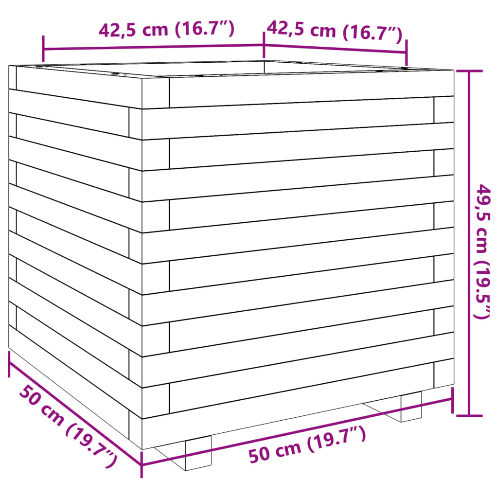 Plantekasse 50x50x49,5 cm heltre douglasgran