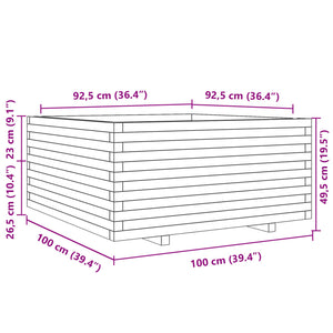 Plantekasse voksbrun 100x100x49,5 cm heltre furu