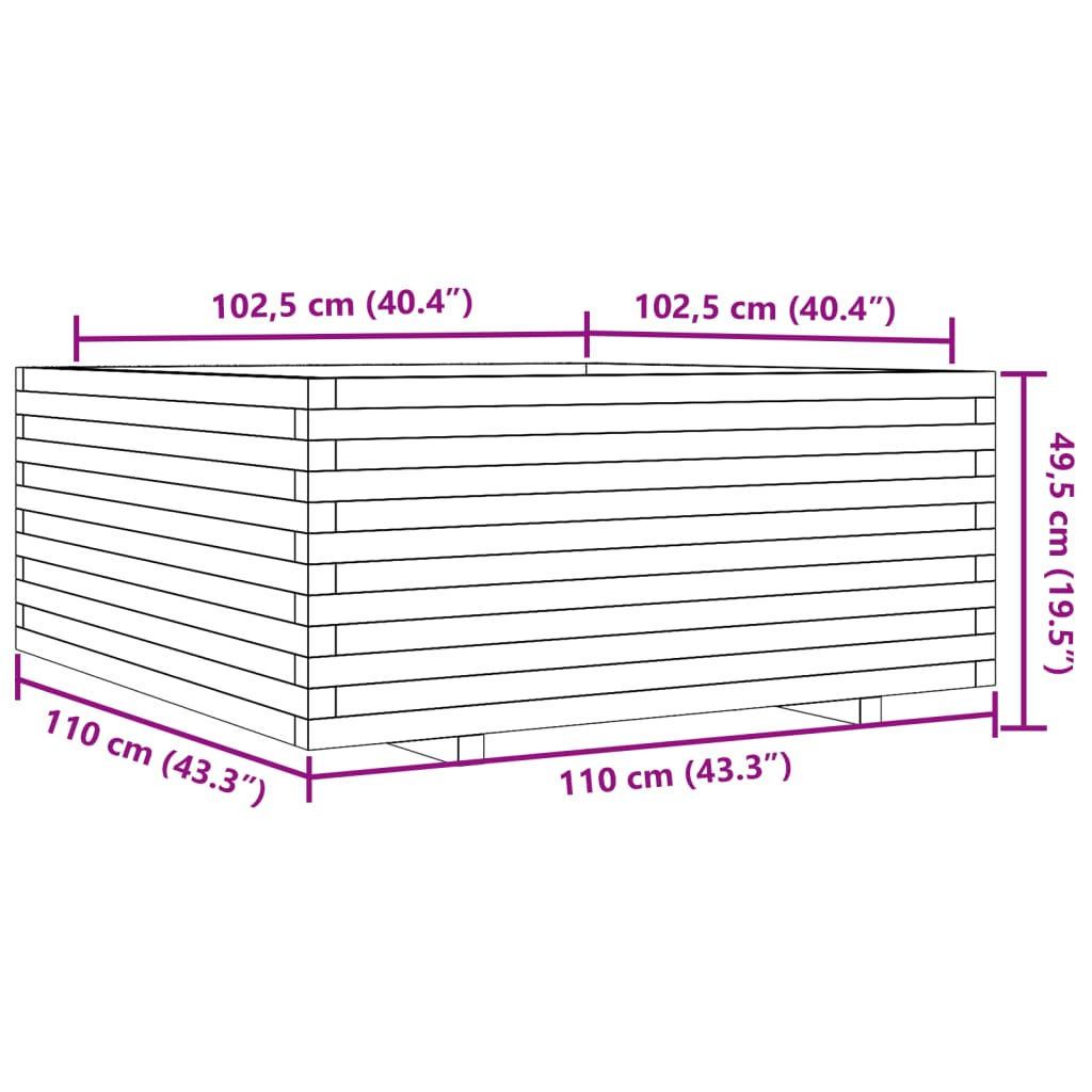 Plantekasse 110x110x49,5 cm heltre douglasgran