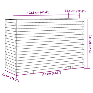 Plantekasse voksbrun 110x40x72 cm heltre furu