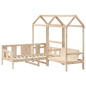 Sett med dagseng og benk med tak 90x190 cm heltre furu
