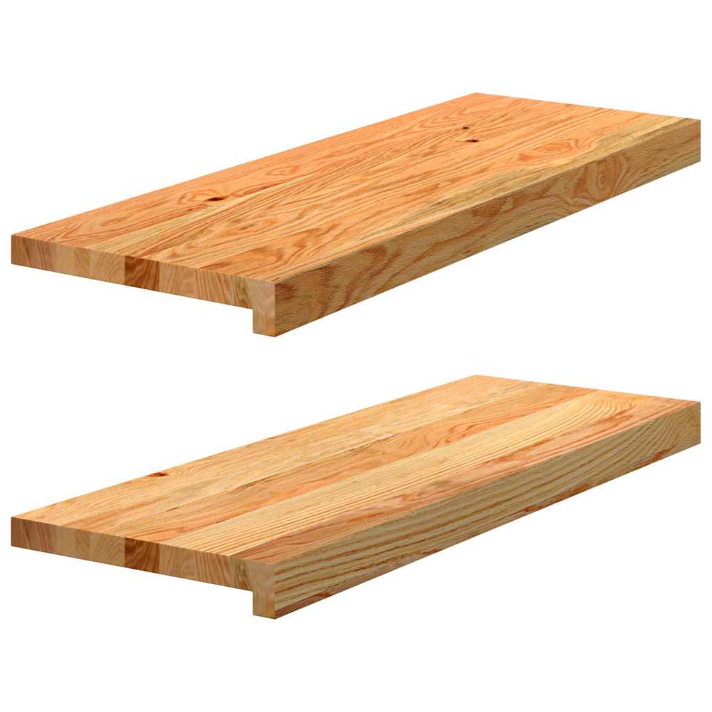 Trappetrinn 2 stk lysebrun 70x30x2 cm heltre eik