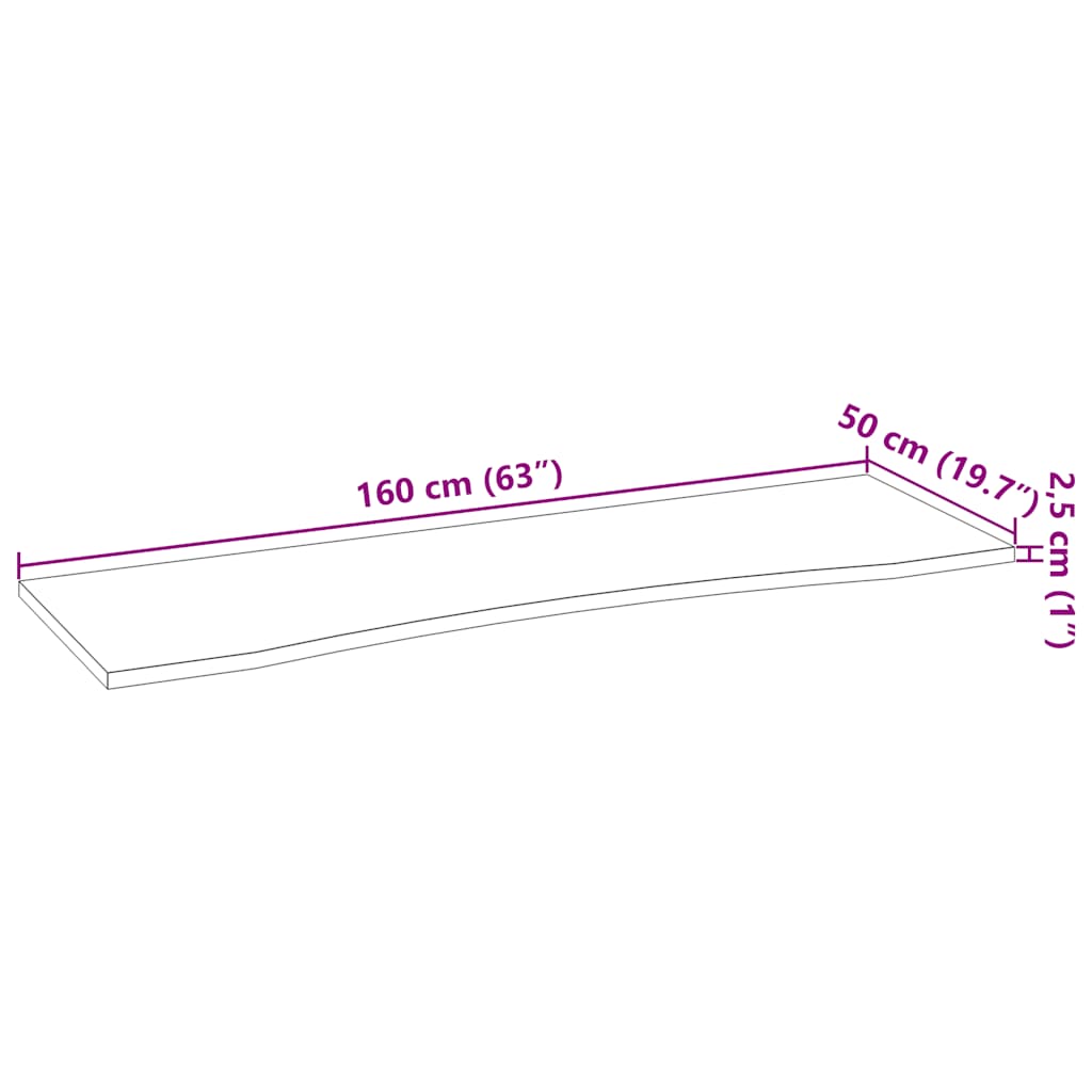 Bordplate mørkebrun 160x50x2,5 cm rektangulær heltre eik
