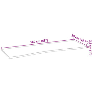 Bordplate mørkebrun 160x50x2,5 cm rektangulær heltre eik