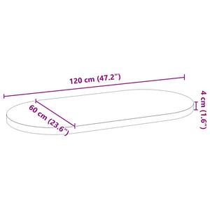 Bordplate 120x60x4 cm oval heltre eik