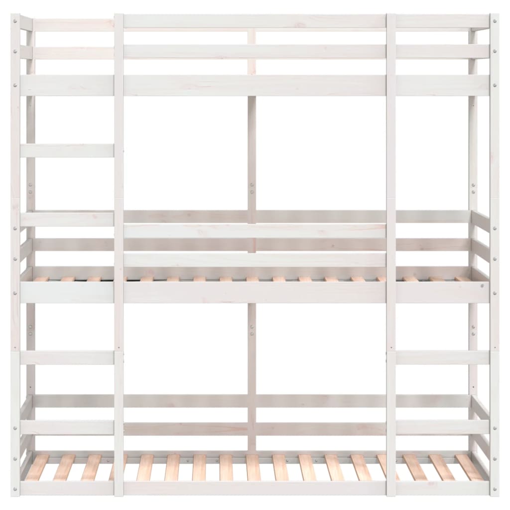 Trippel køyeseng hvit 90x200 cm heltre furu