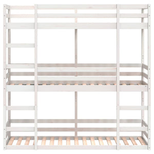 Trippel køyeseng hvit 90x200 cm heltre furu