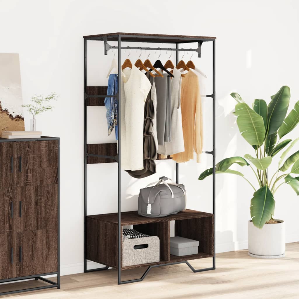 Garderobe brun eik 90x50x180 cm konstruert tre