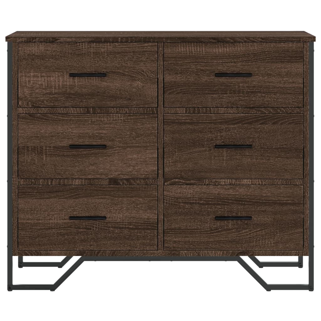 Kommode brun eik 91x35,5x74,5 cm konstruert tre