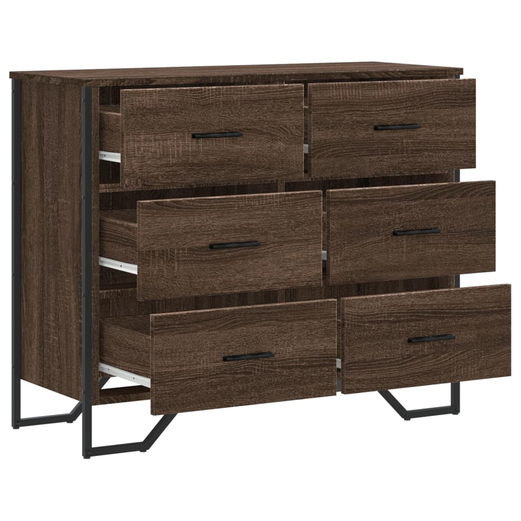 Kommode brun eik 91x35,5x74,5 cm konstruert tre