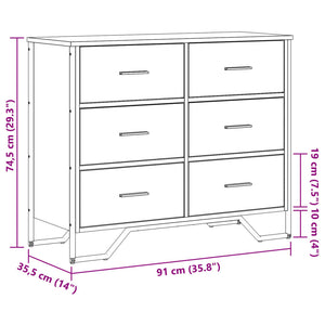 Kommode brun eik 91x35,5x74,5 cm konstruert tre