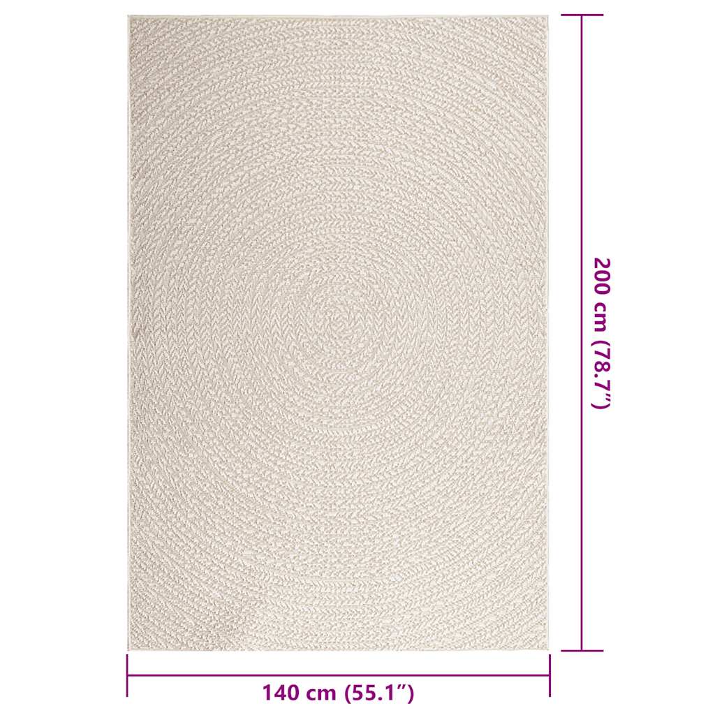 Teppe ZIZUR kremhvit 140x200cm jute-utseende innendørs&utendørs