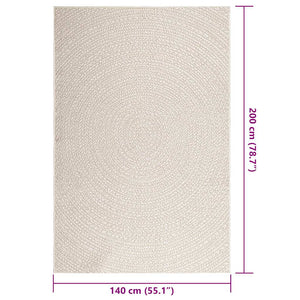 Teppe ZIZUR kremhvit 140x200cm jute-utseende innendørs&utendørs
