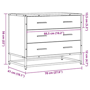 Kommode røkt eik 70x41x56 cm konstruert tre